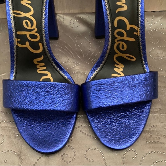 Sam Edelman Yaro Blue Block Heels Sandals Size 7.5 - Picture 4 of 11